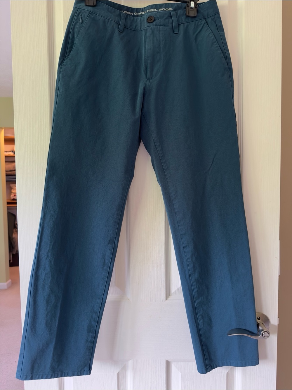 Men's Teal Straight-Chino Pants
